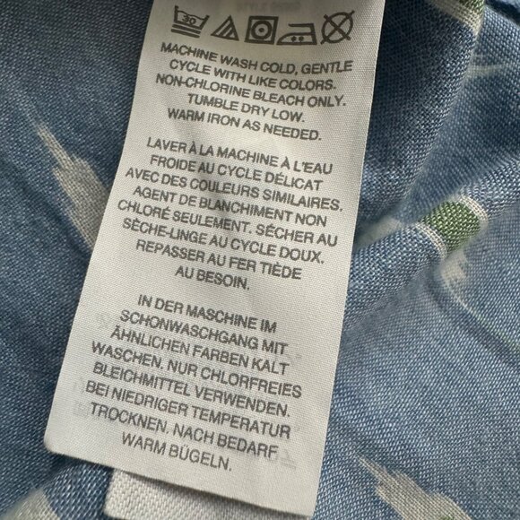 J. Crew women button down shirt sz 6/small abstract blue long sleeve 100% cotton - Picture 10 of 14